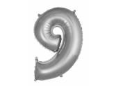 16 inç Rakam Folyo Balon 40 cm, 9 Rakam 16 İnc Gümüş Renk Balon 36 Cm