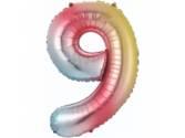 34 inç Rakam Folyo Balon 76 cm, 9 Rakam 34 İnc Gökkuşağı Renk Balon 76 Cm