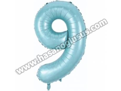 9 Rakam 34 İnc Mavi Renk Balon 76 Cm