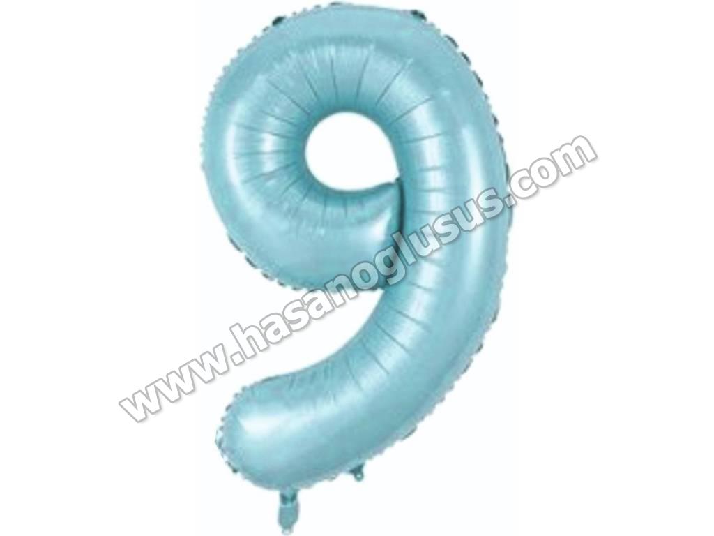 34 inç Rakam Folyo Balon 76 cm, 9 Rakam 34 İnc Mavi Renk Balon 76 Cm