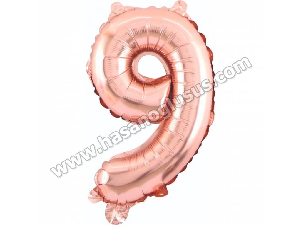 34 inç Rakam Folyo Balon 76 cm, 9 Rakam 34 İnc Rosegold Renk Balon 76 Cm