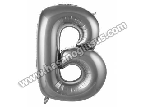 B Harf 40 İnc Gümüş Renk Balon 100 Cm