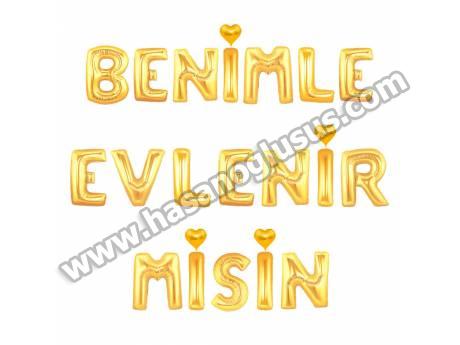 Benimle Evlenirmisin Gold Set Balon
