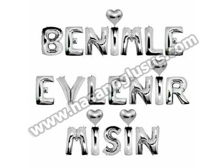 Benimle Evlenirmisin Gümüş Set Balon