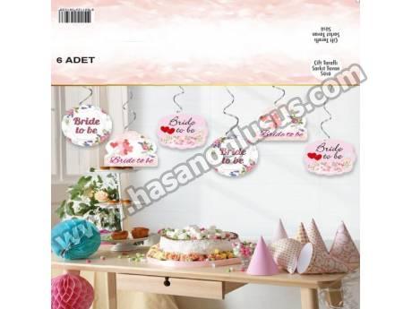 Bride To Be 6 lı Çift Taraflı Tavan Sarkıt Süsü