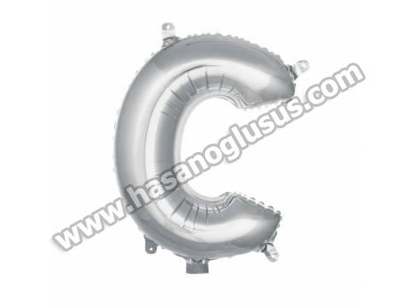 C Harf 16 İnc Gümüş Renk Balon 36 Cm