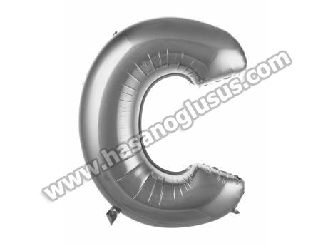 C Harf 40 İnc Gümüş Renk Balon 100 Cm