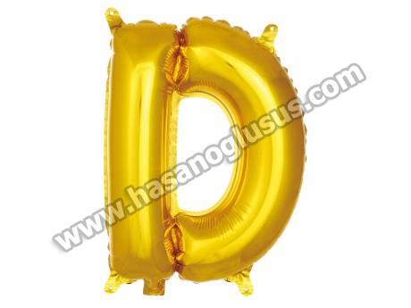D Harf 16 İnc Gold Renk Balon 36 Cm