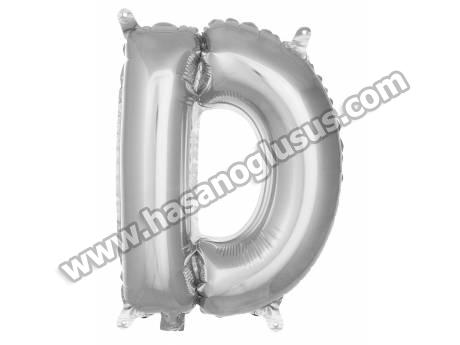 D Harf 16 İnc Gümüş Renk Balon 36 Cm