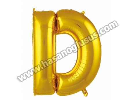 D Harf 34 İnc Gold Renk Balon 76 Cm