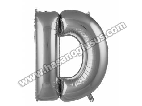 D Harf 34 İnc Gümüş Renk Balon 76 Cm