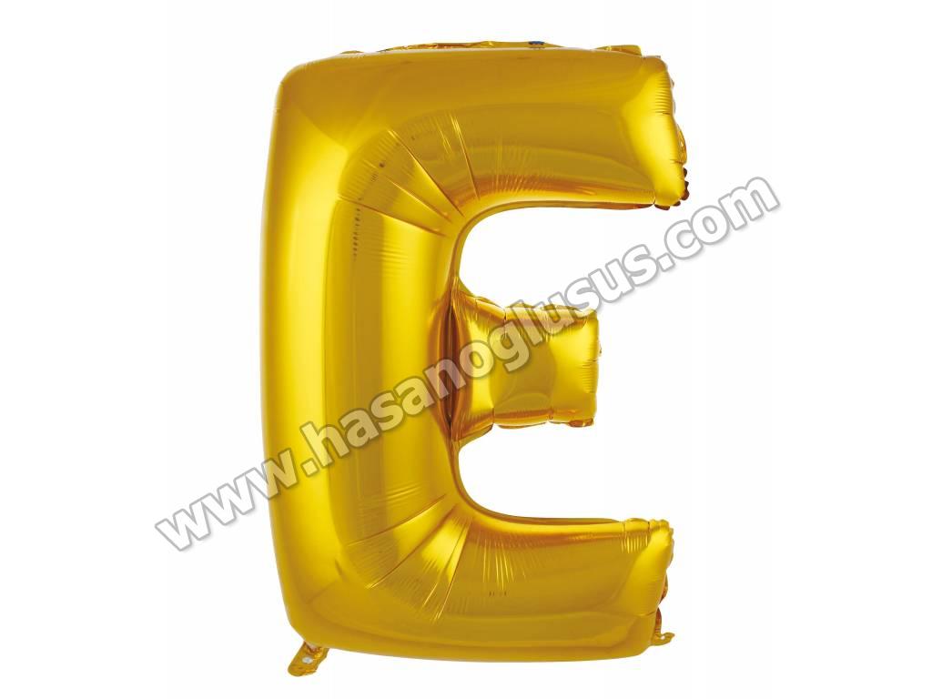 40 inç Harf Folyo Balon 100 cm, E Harf 40 İnc Gold Renk Balon 100 Cm