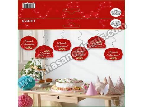 Evlilik Teklifi 6 lı Çift Taraflı Tavan Sarkıt Süsü