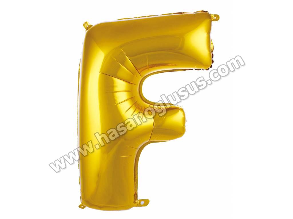 34 inç Harf Folyo Balon 76 cm, F Harf 34 İnc Gold Renk Balon 76 Cm
