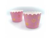 Kek Kapsülleri, Gold Yıldız Pembe Cupcake Muffin Kabı 12 Adet