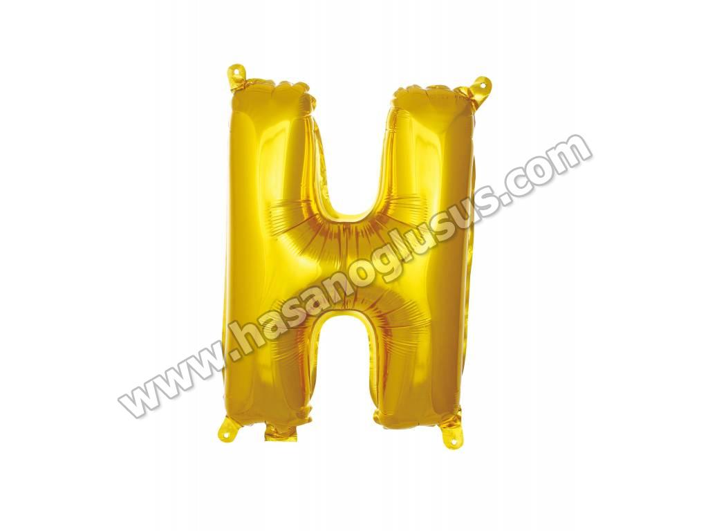 16 inç Harf Folyo Balon 40 cm, H Harf 16 İnc Gold Renk Balon 36 Cm