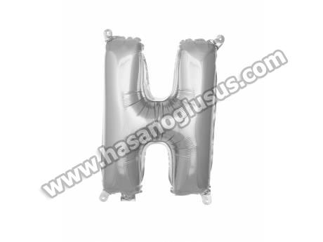 H Harf 16 İnc Gümüş Renk Balon 36 Cm