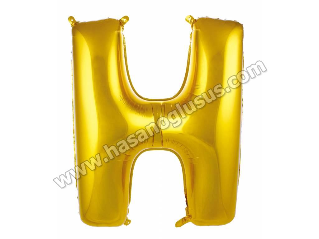 40 inç Harf Folyo Balon 100 cm, H Harf 40 İnc Gold Renk Balon 100 Cm