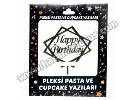 Happy Birthday Çerçeveli Pleksi Gold