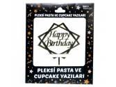 Pleksi Yazılar, Happy Birthday Çerçeveli Pleksi Gold