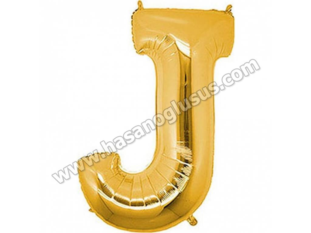 40 inç Harf Folyo Balon 100 cm, J Harf 40 İnc Gold Renk Balon 100 Cm