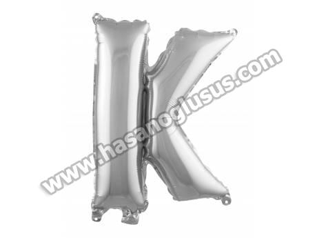 K Harf 16 İnc Gümüş Renk Balon 36 Cm