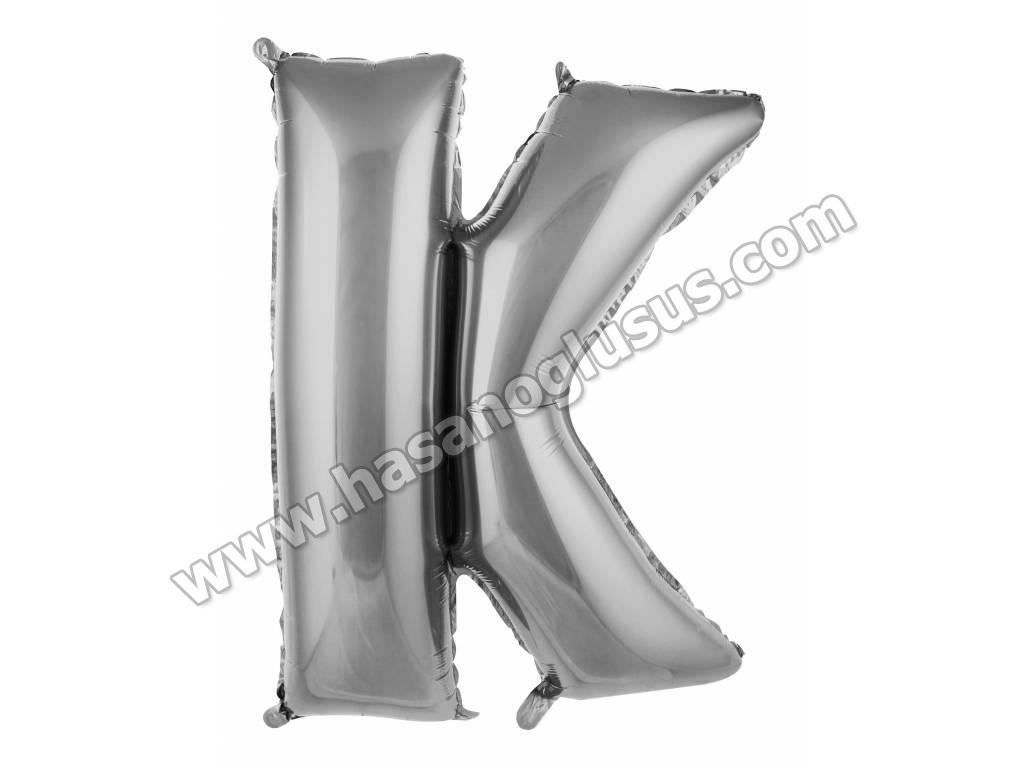 40 inç Harf Folyo Balon 100 cm, K Harf 40 İnc Gümüş Renk Balon 100 Cm