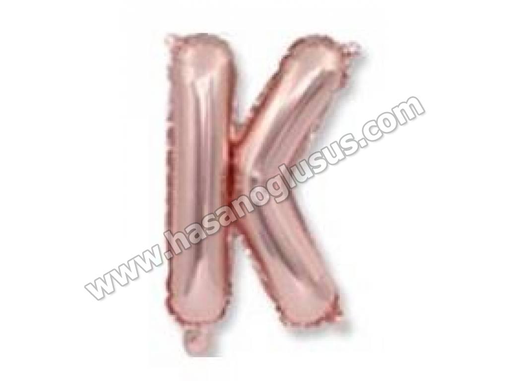 40 inç Harf Folyo Balon 100 cm, K Harf 40 İnc Rosegold Renk Balon 100 Cm
