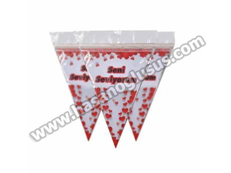 kalpli Seni Seviyorum Flama Bayrak Set