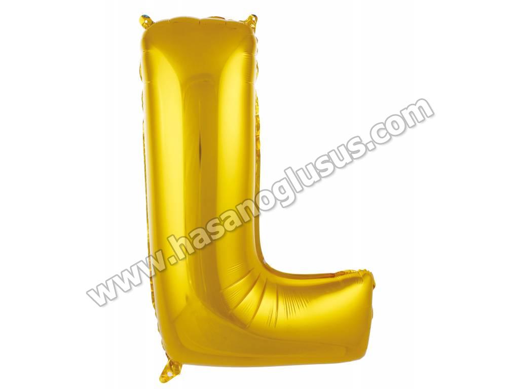 34 inç Harf Folyo Balon 76 cm, L Harf 34 İnc Gold Renk Balon 76 Cm