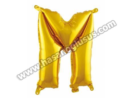 M Harf 16 İnc Gold Renk Balon 36 Cm