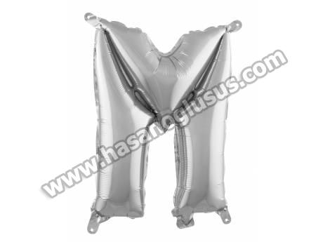 M Harf 16 İnc Gümüş Renk Balon 36 Cm