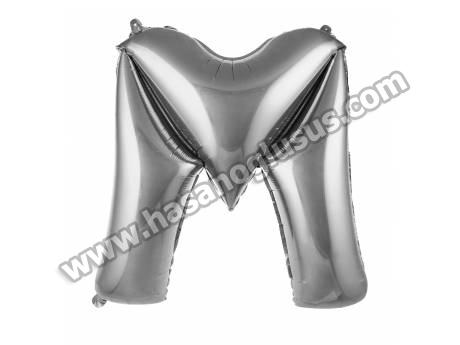 M Harf 34 İnc Gümüş Renk Balon 76 Cm