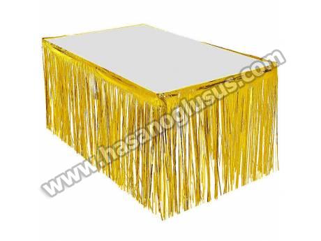 Metalize Saçaklı Masa Eteği Gold