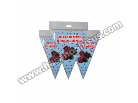 Mevlidimize Hoşgeldiniz Mavi Flama Bayrak Set