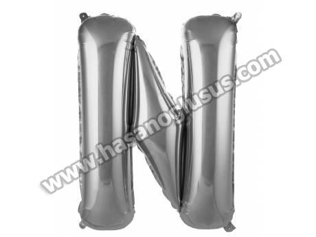 N Harf 34 İnc Gümüş Renk Balon 76 Cm