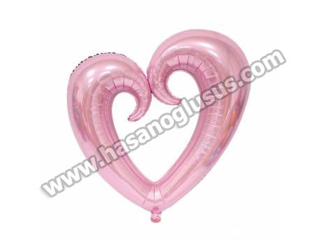 Ortası Boş Kalp Pembe Folyo Balon