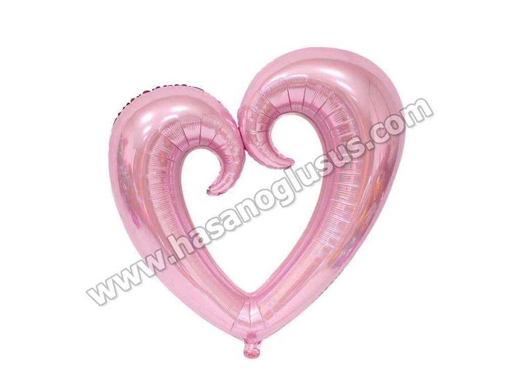 Kalp Ve Yıldız Balonlar, Ortası Boş Kalp Pembe Folyo Balon