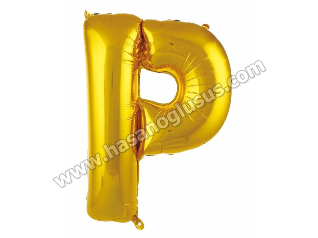 40 inç Harf Folyo Balon 100 cm, P Harf 40 İnc Gold Renk Balon 100 Cm