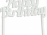 Pasta Yazıları, Pasta Süsü Evadan Simli Happy Birthday Beyaz