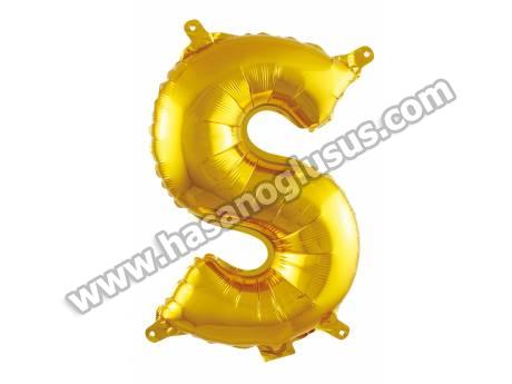 S Harf 16 İnc Gold Renk Balon 36 Cm