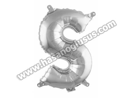 S Harf 16 İnc Gümüş Renk Balon 36 Cm