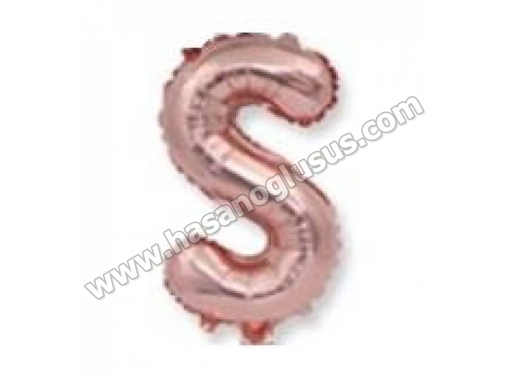 40 inç Harf Folyo Balon 100 cm, S Harf 40 İnc Rosegold Renk Balon 100 Cm