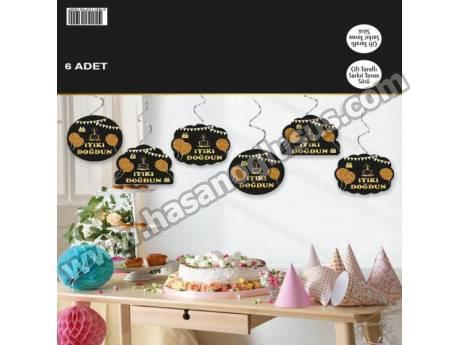 Siyah Gold 6 lı Çift Taraflı Tavan Sarkıt Süsü