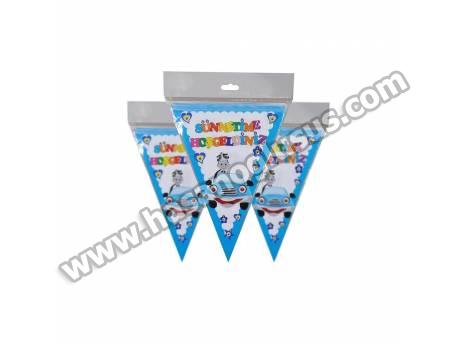 Sünnetime Hoşgeldiniz Mavi Flama Bayrak Set