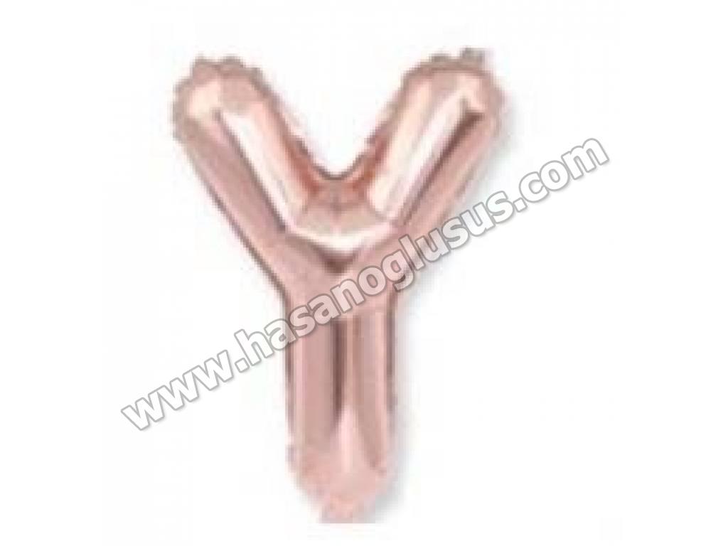 40 inç Harf Folyo Balon 100 cm, Y Harf 40 İnc Rosegold Renk Balon 100 Cm