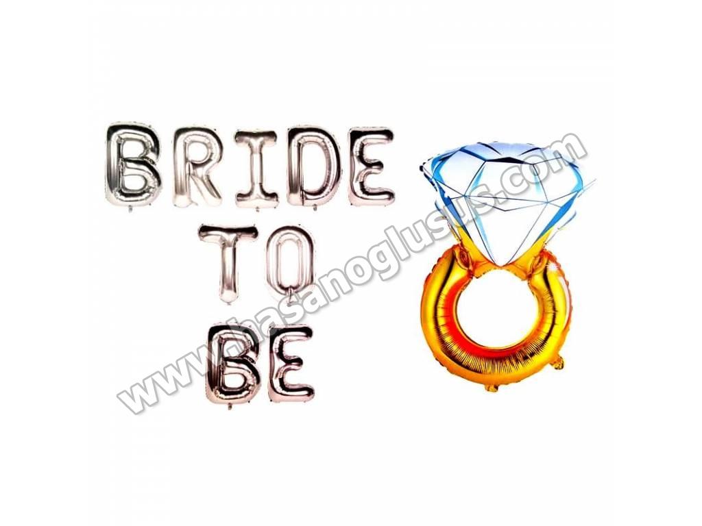 Set Balonlar, Yüzüklü Bride To Be Gümüş Set Balon