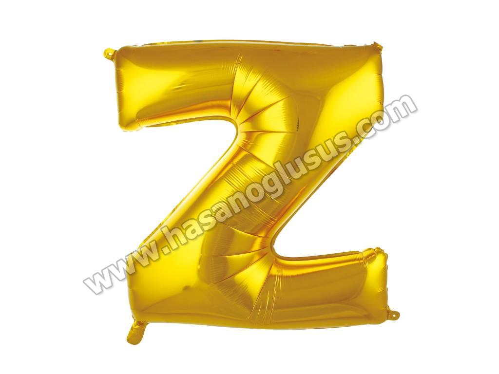 40 inç Harf Folyo Balon 100 cm, Z Harf 40 İnc Gold Renk Balon 100 Cm